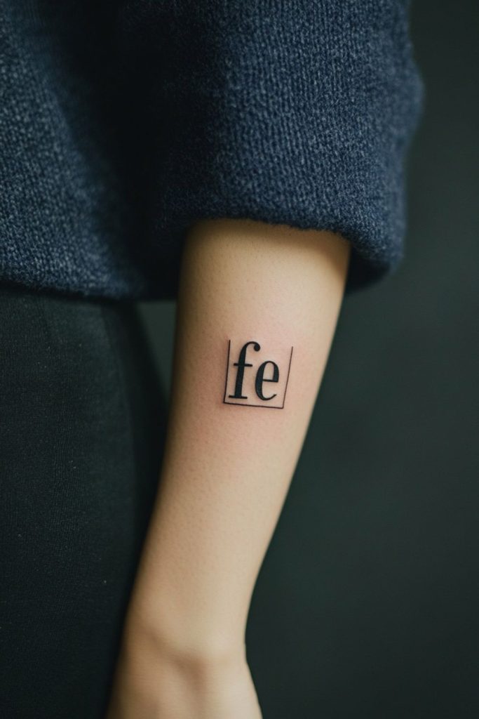 Stylish ‘Fe’ in Box Typography on the Arm