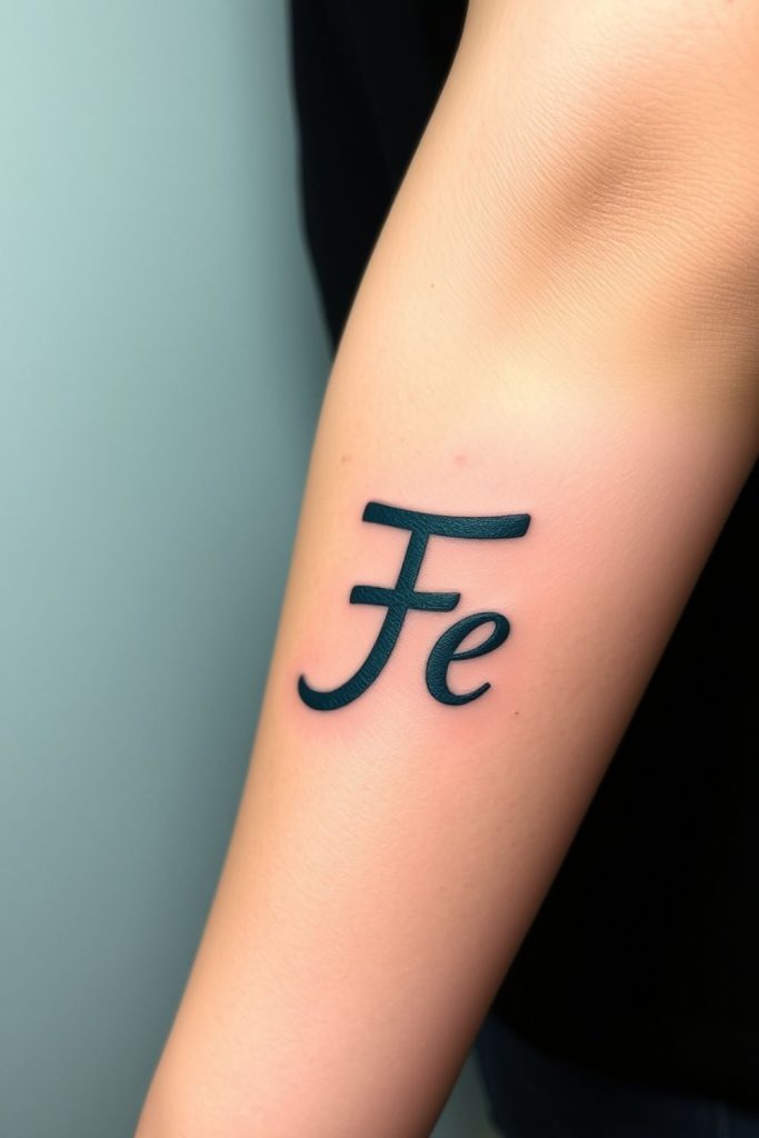 Bold ‘Fe’ Calligraphy on Forearm