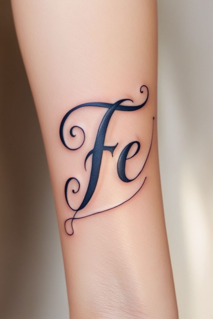 Simple ‘fe’ in Fine Line on Inner Forearm