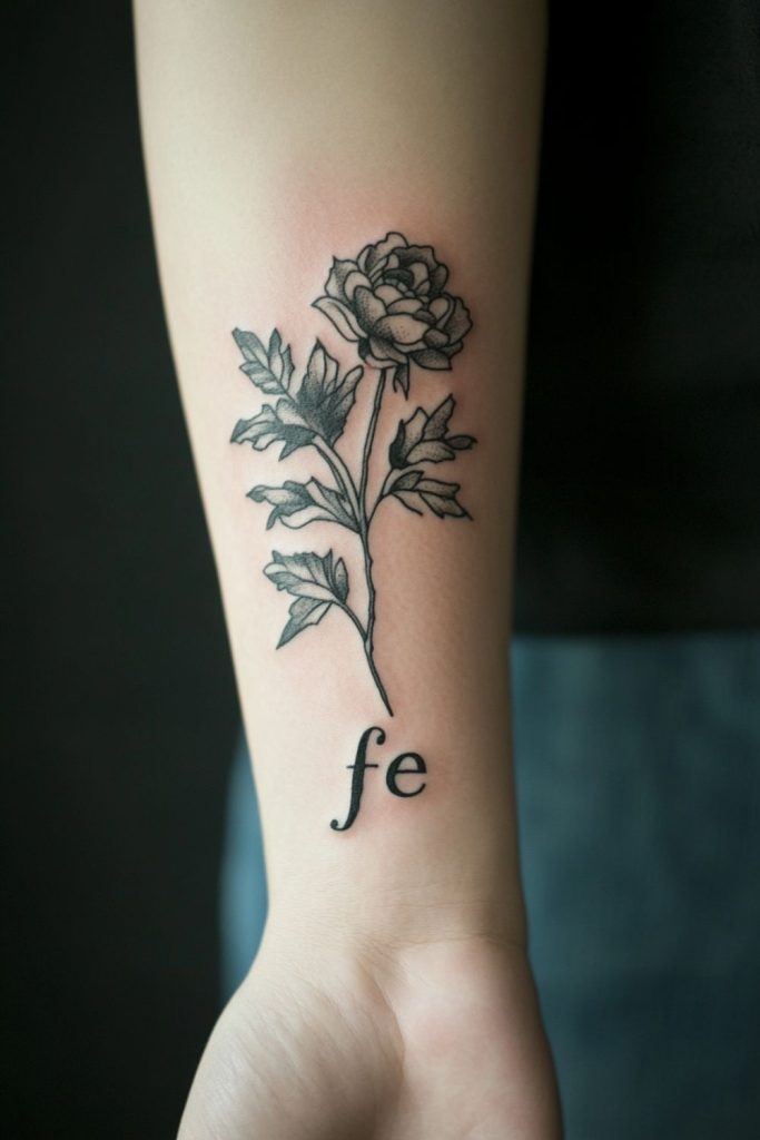 Stylized ‘Fe’ with Rose Accents
