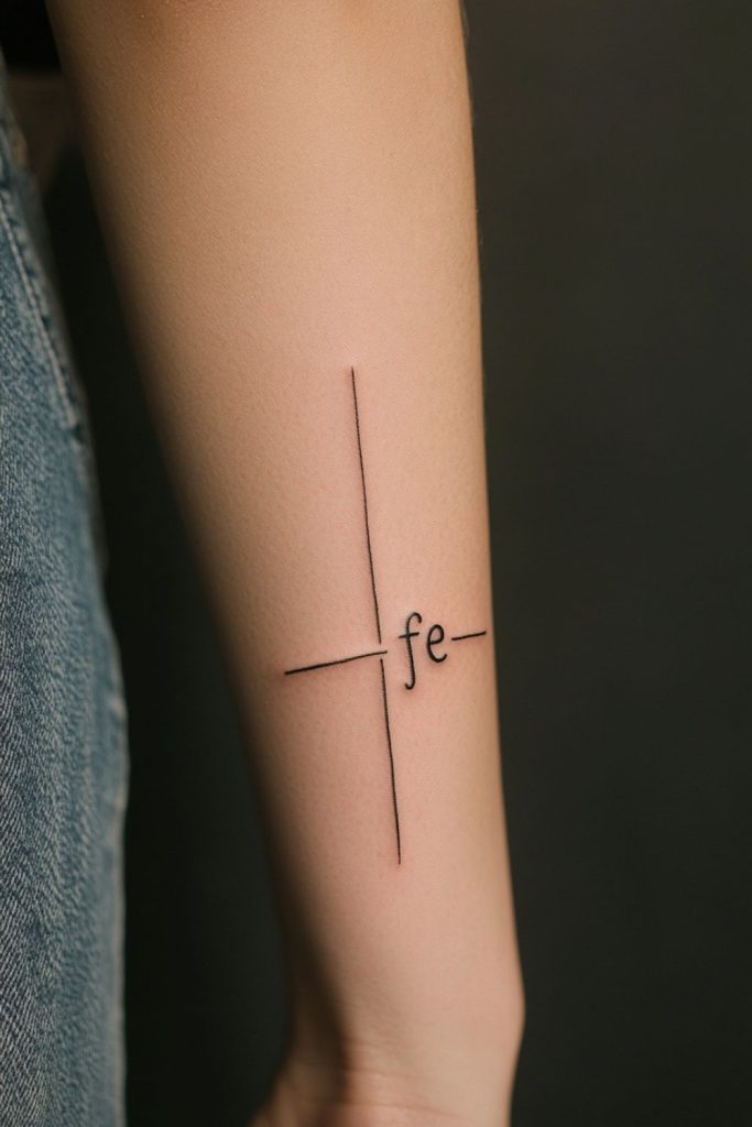 Crossed Lines ‘Fe’ Tattoo