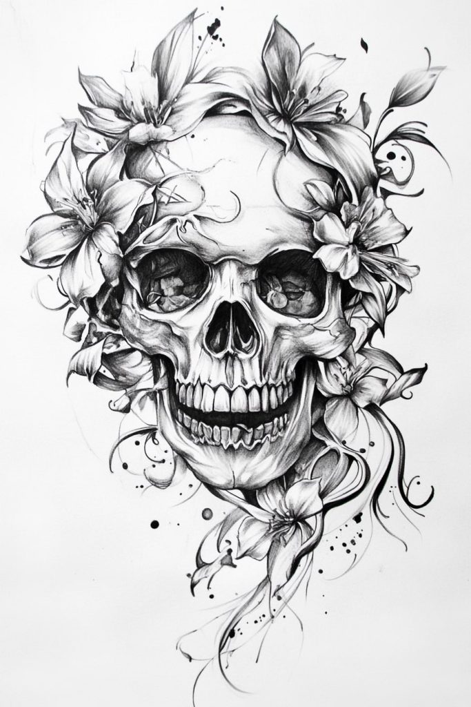 Floral Skull Tattoo