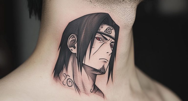 side neck anime character tattoos