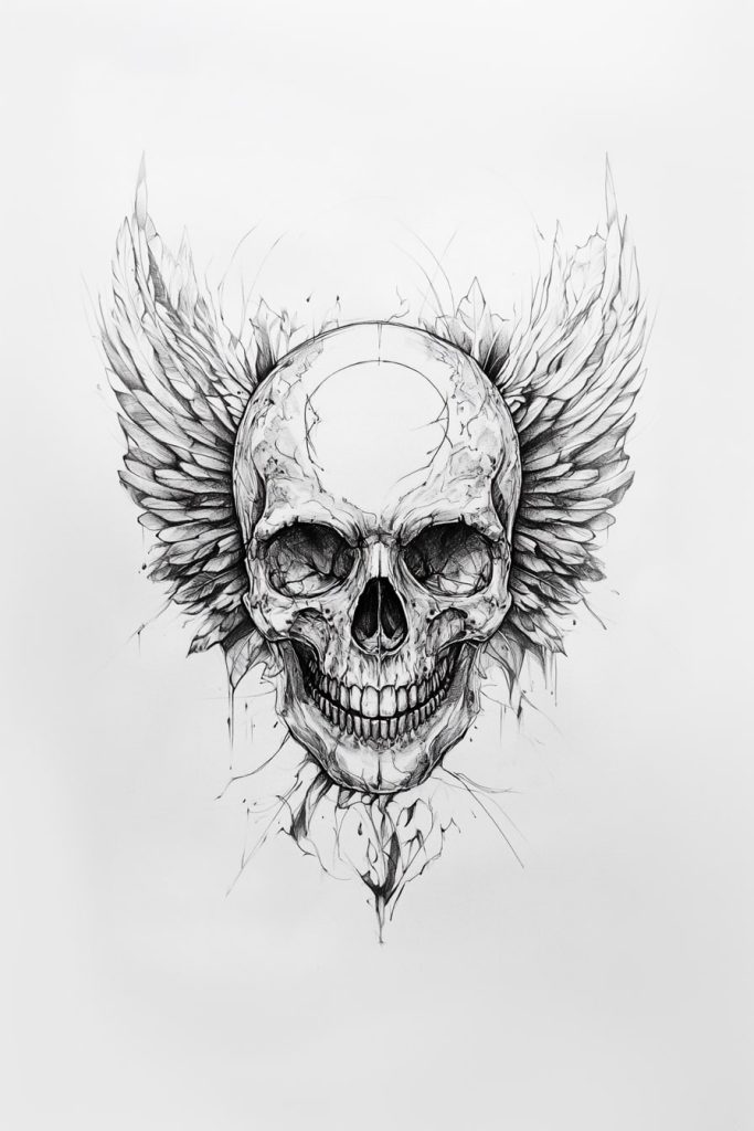 Skull with Wings Tattoo