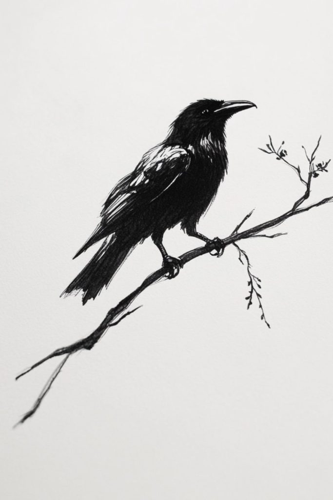 Raven On Branch
