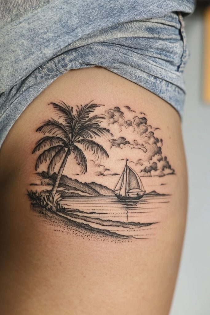 Beach Scene Tattoo