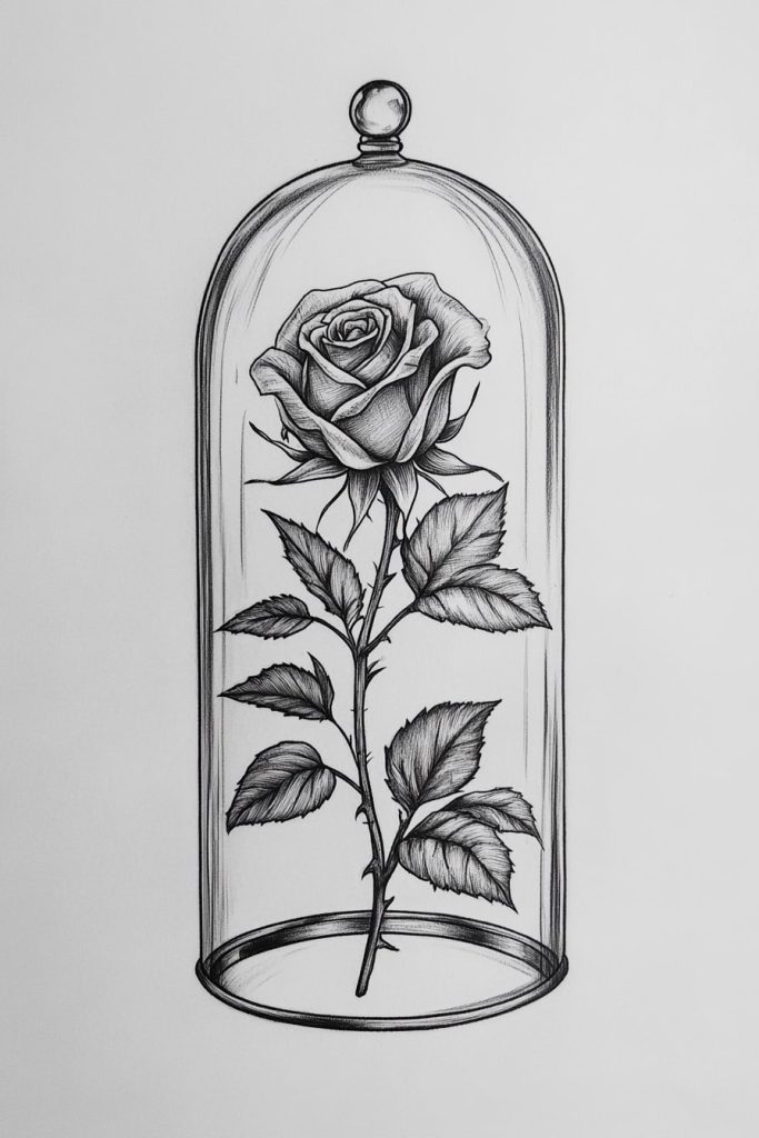 Dead Rose in a Glass Dome
