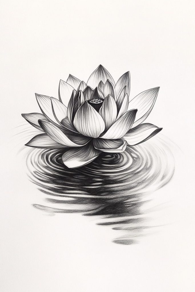 Gothic Lotus with Dark Water Ripples