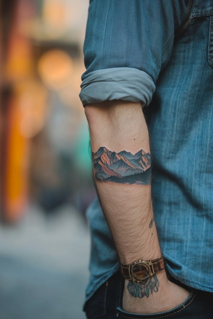 Mountain Range Band Tattoo