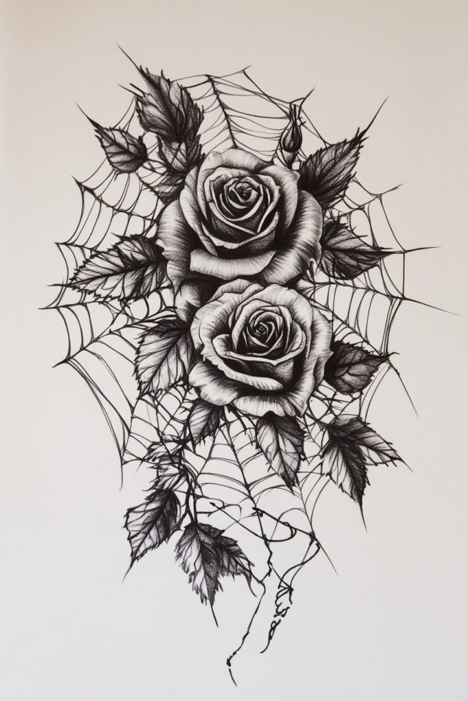 Spiderweb with Roses