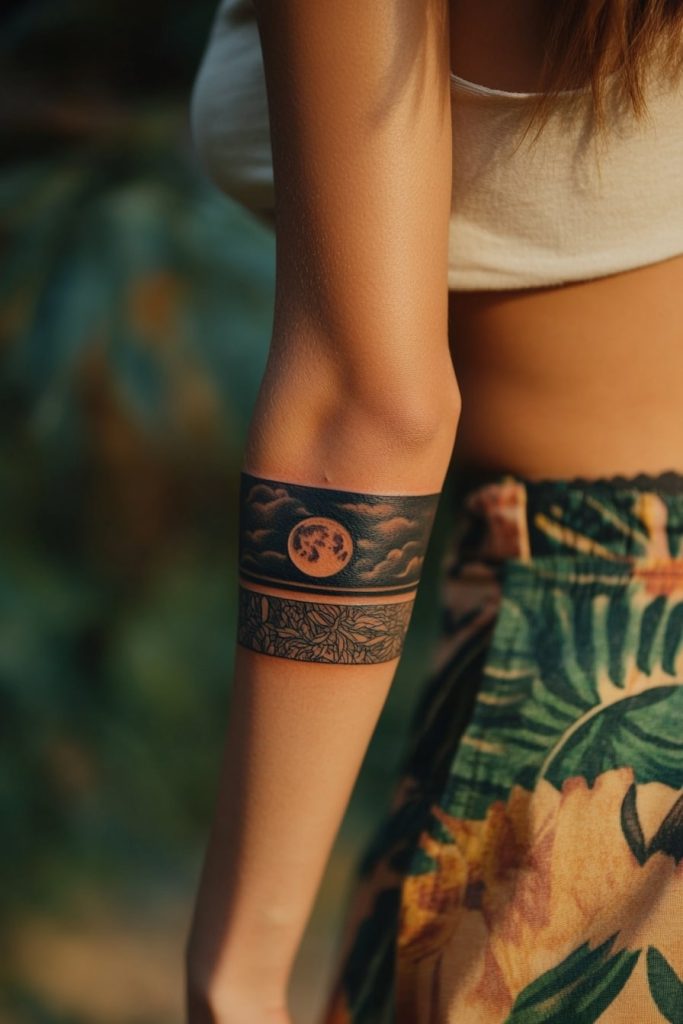 Sun and Moon Band Tattoo
