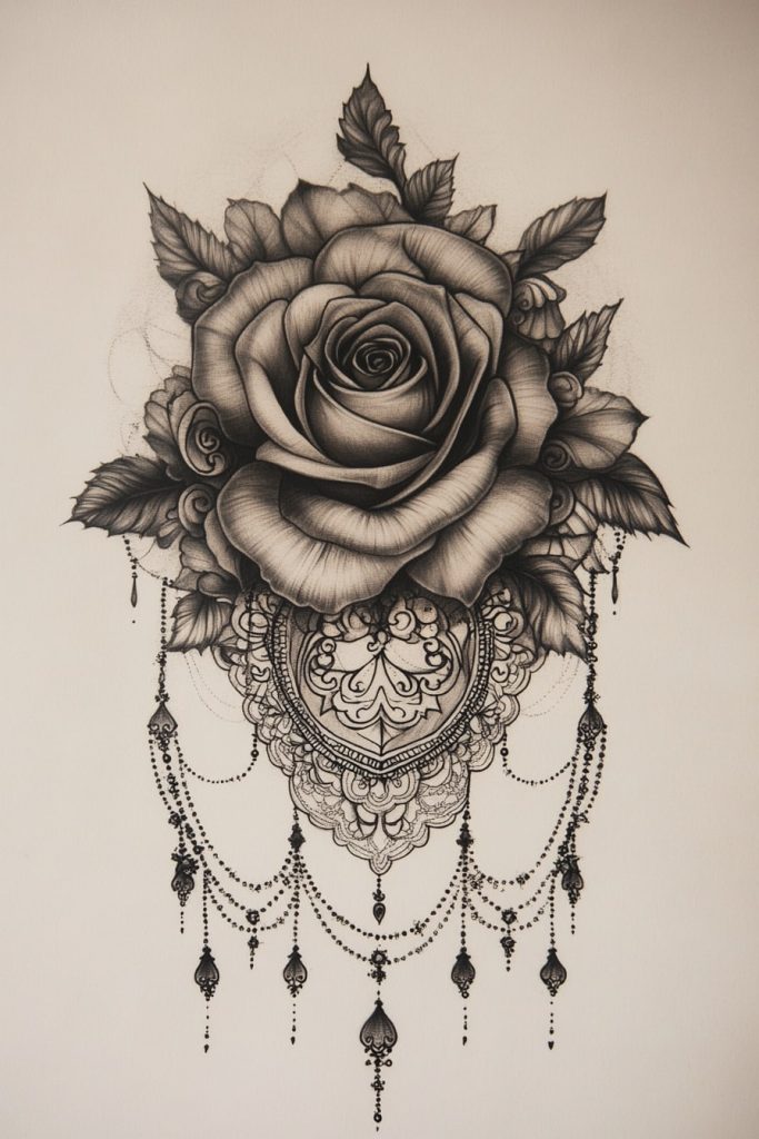 Victorian Lace and Rose Design