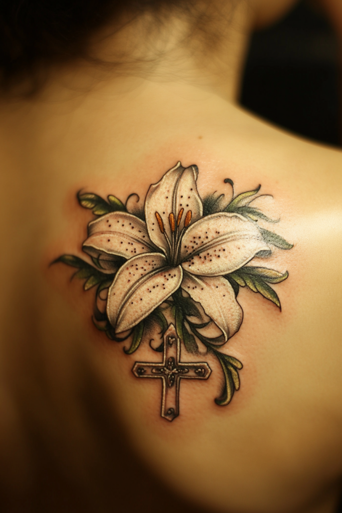 Lily and Cross Tattoo