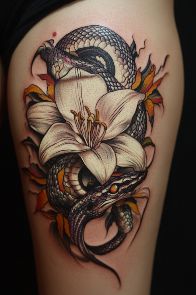 Lily and Snake Tattoo