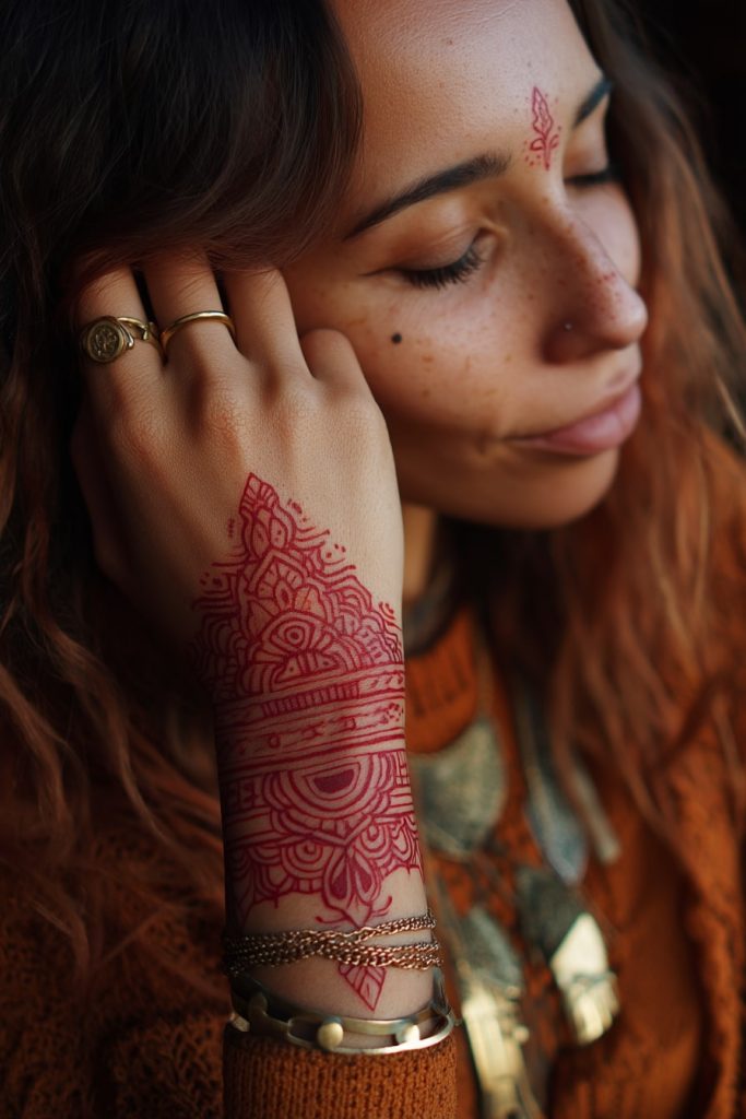 Red Henna-Inspired Tattoos