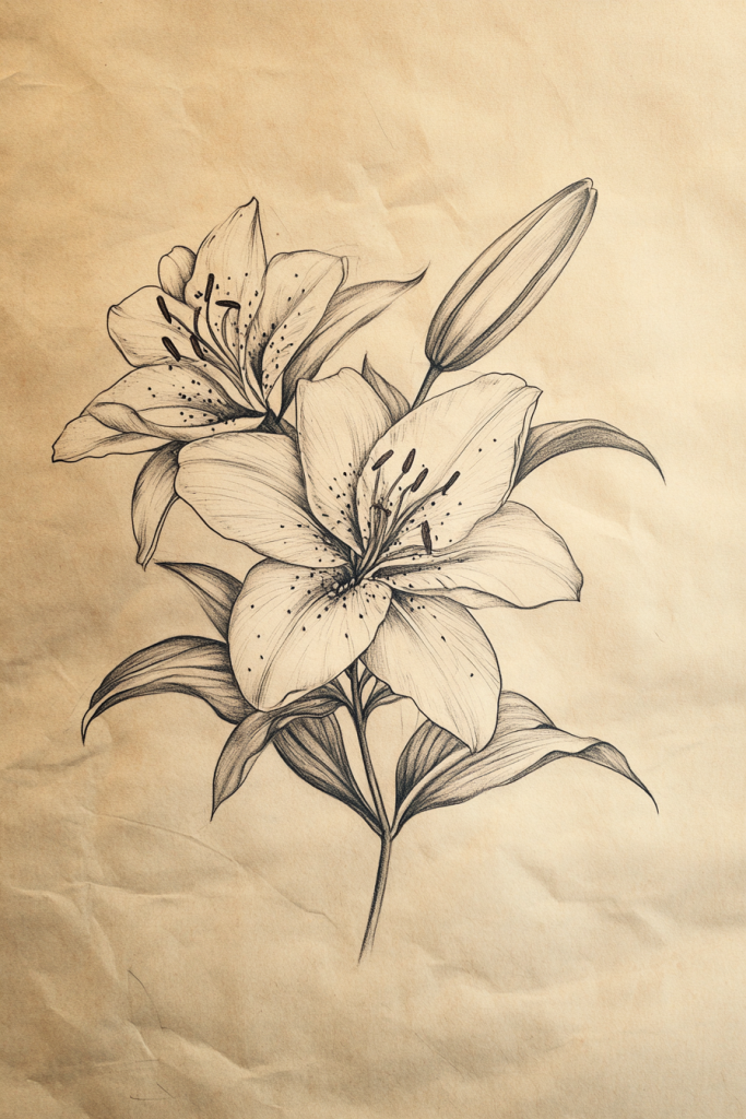 Traditional Lily Tattoo