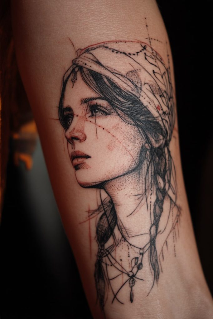 Lady Head Tattoo
