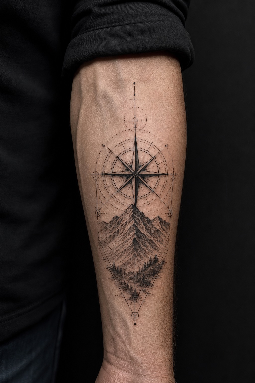 Geometric micro realism forearm tattoo for men