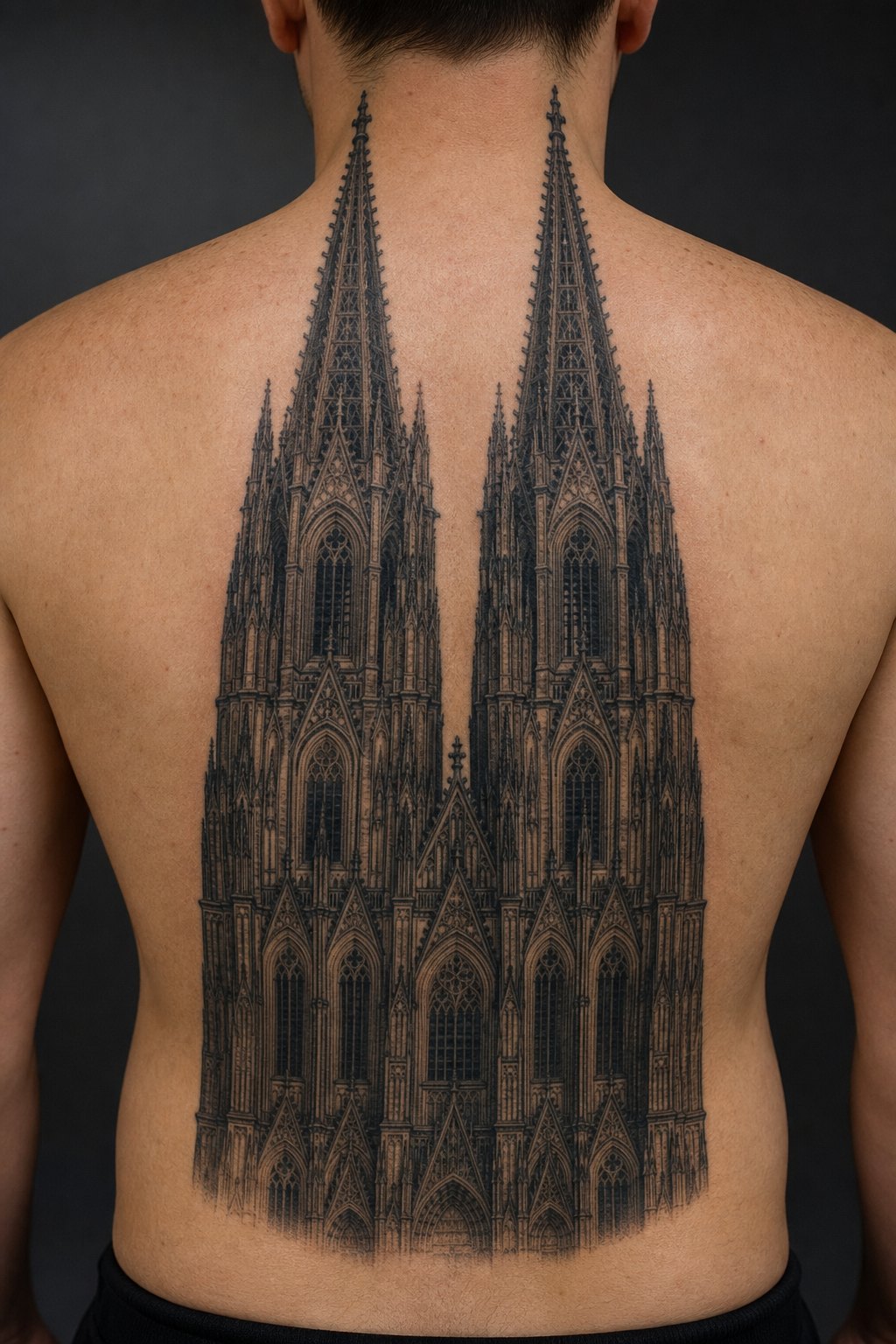 Cologne cathedral twin towers back tattoo