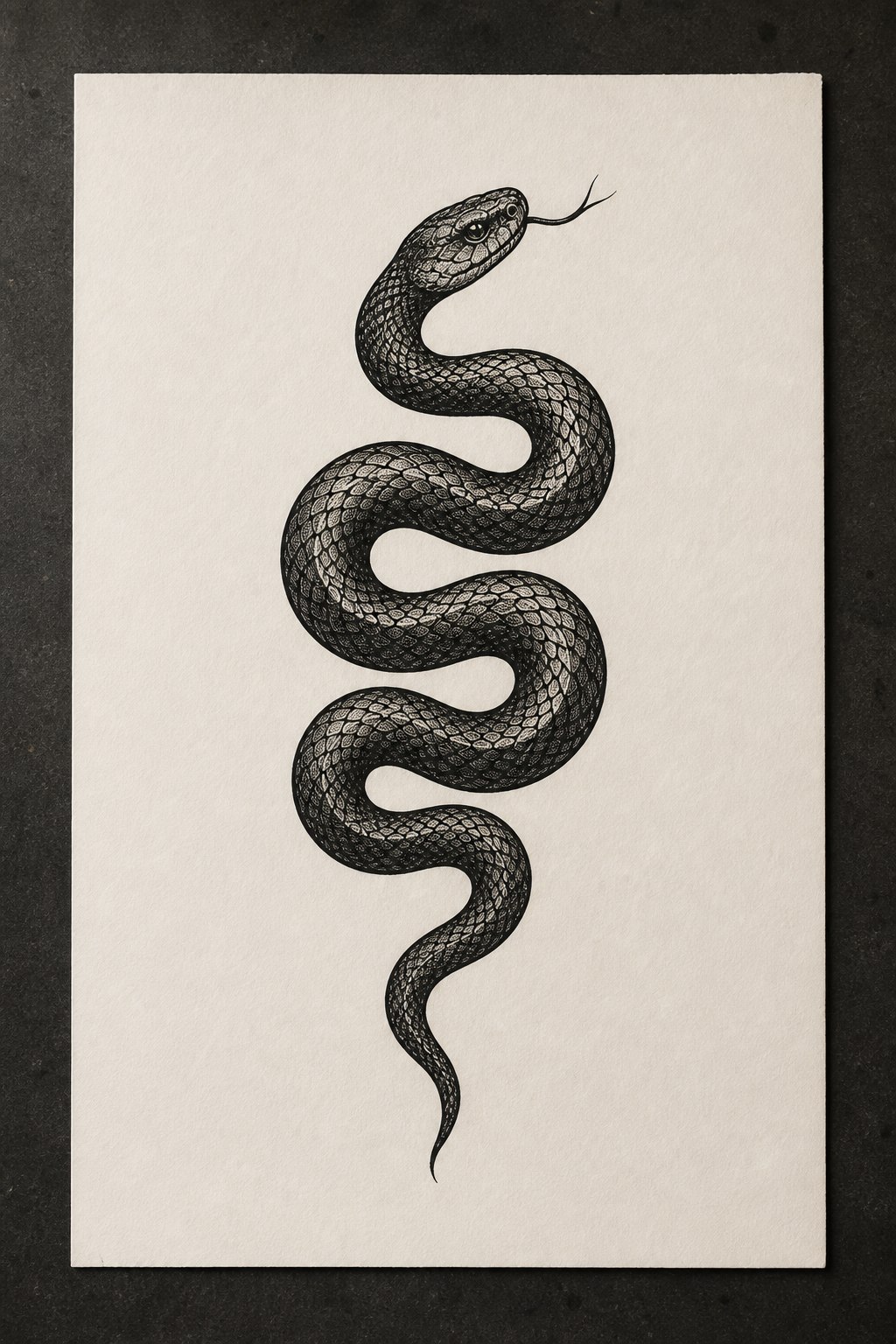 Coiled black serpent arm goth flash tattoo