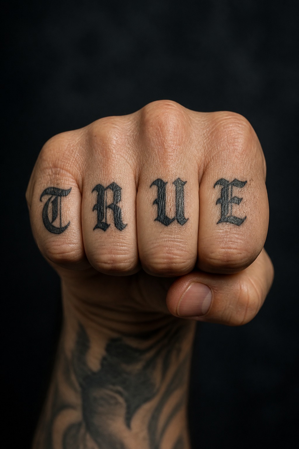 Four letter word knuckle script tattoos