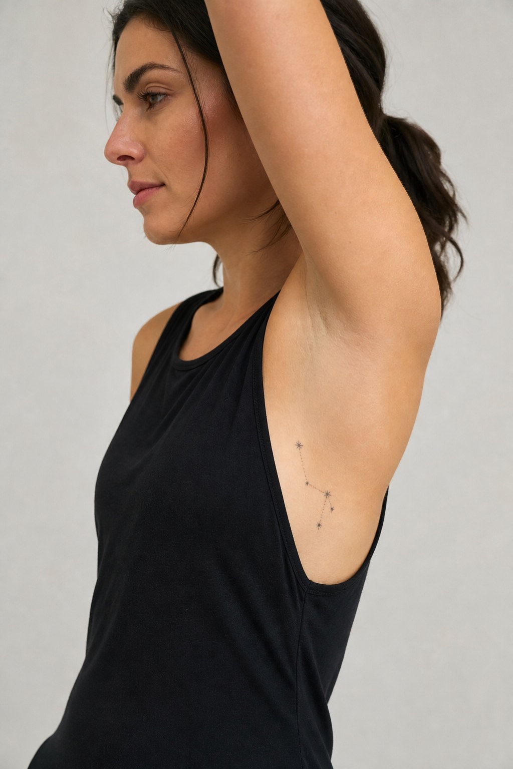 Delicate ribcage constellation line work tattoo for women