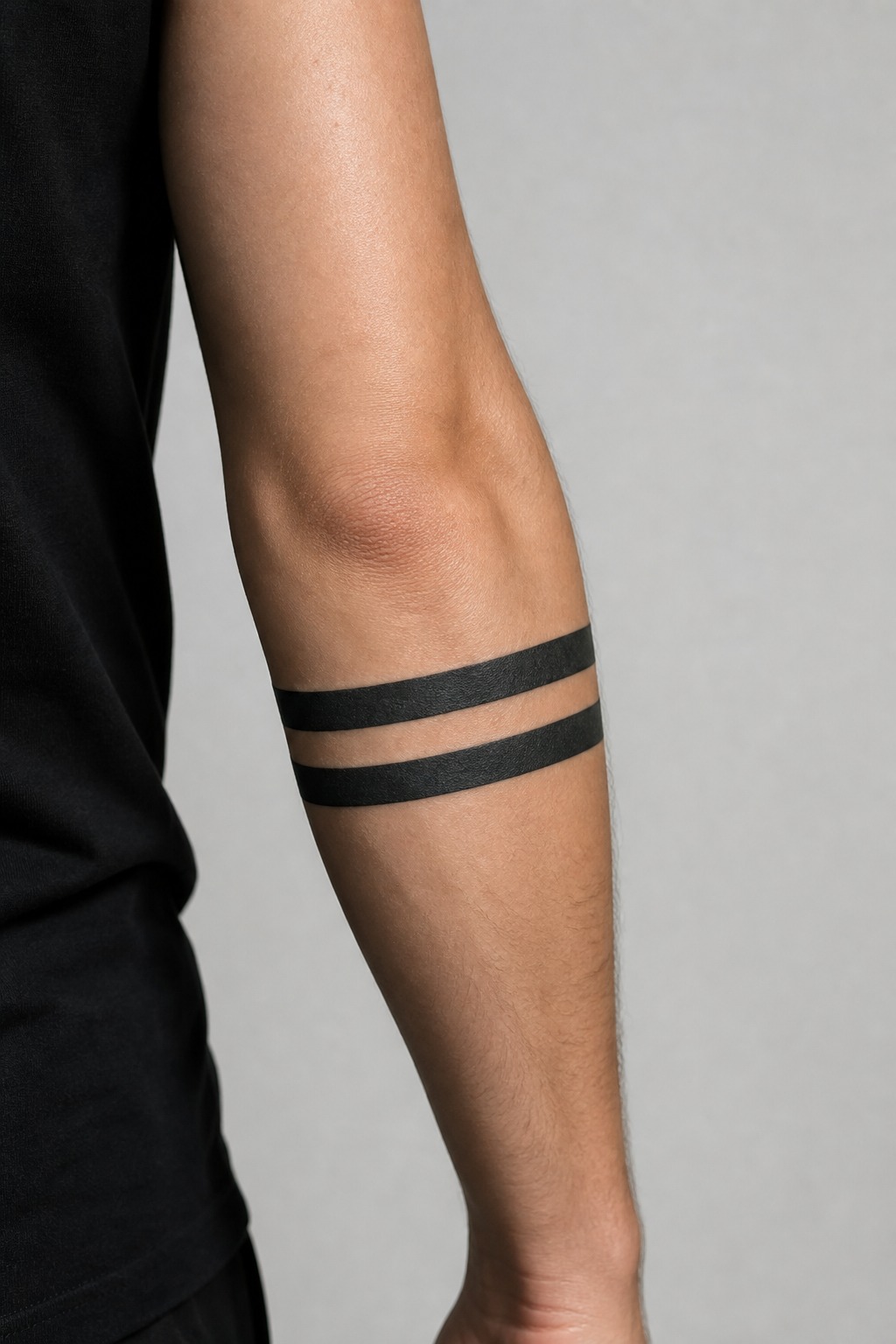 Minimalist solid double band forearm tattoo