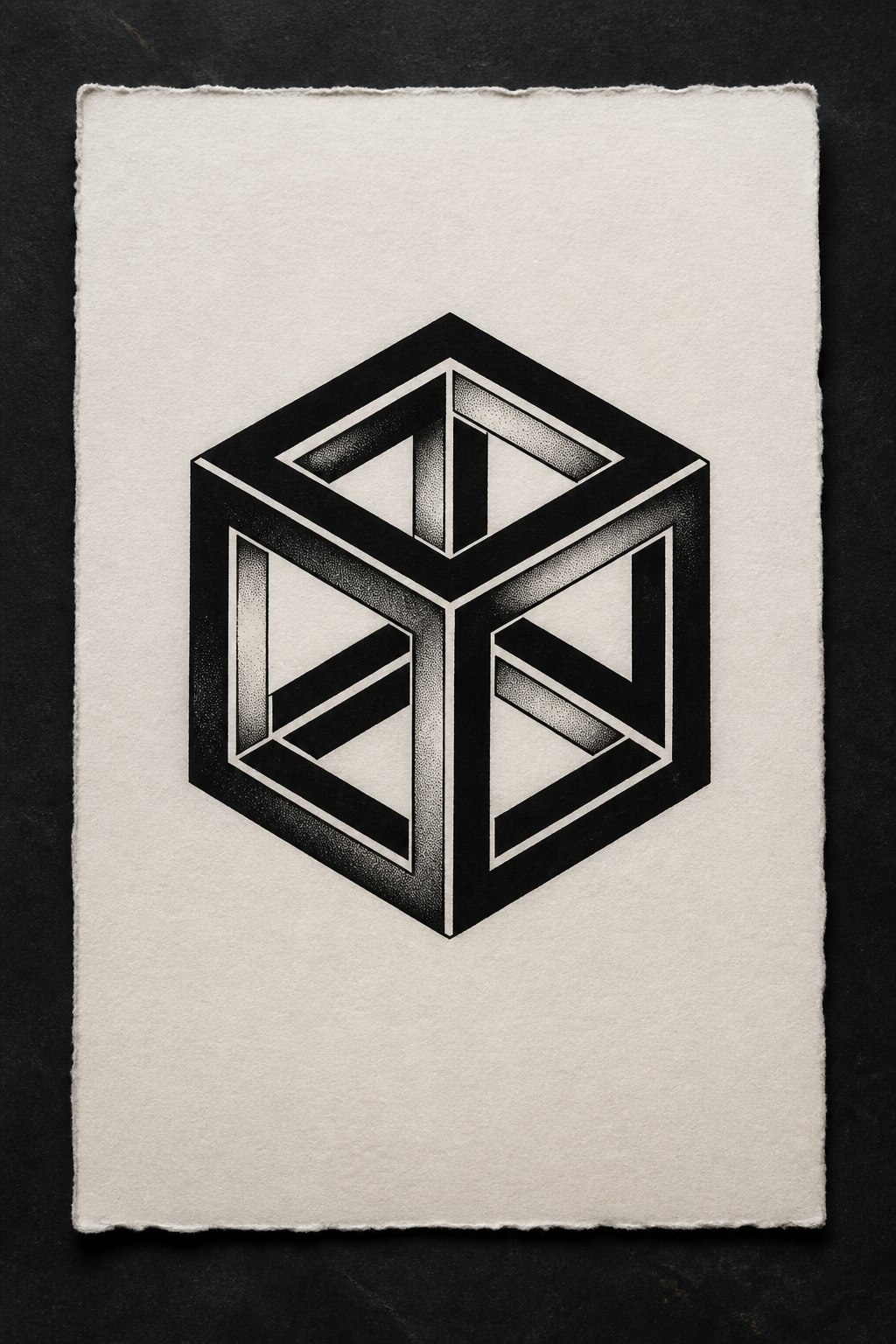 Abstract geometric cube illusion goth flash tattoo