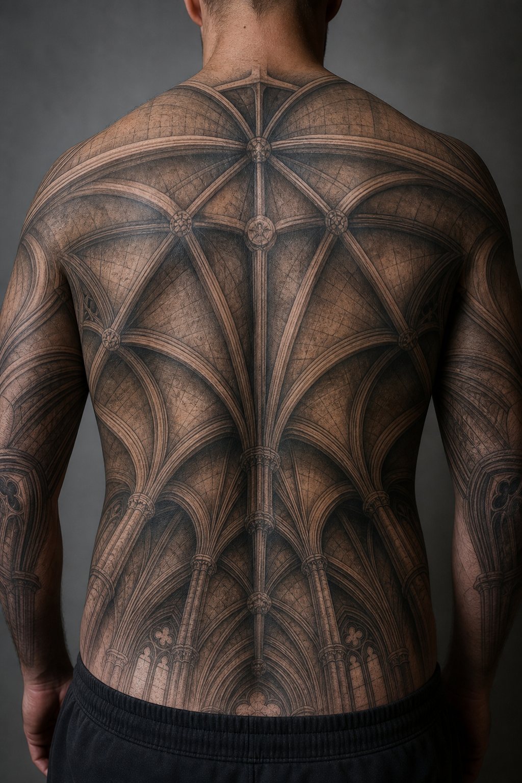 Cathedral rib vaulting ceiling back tattoo