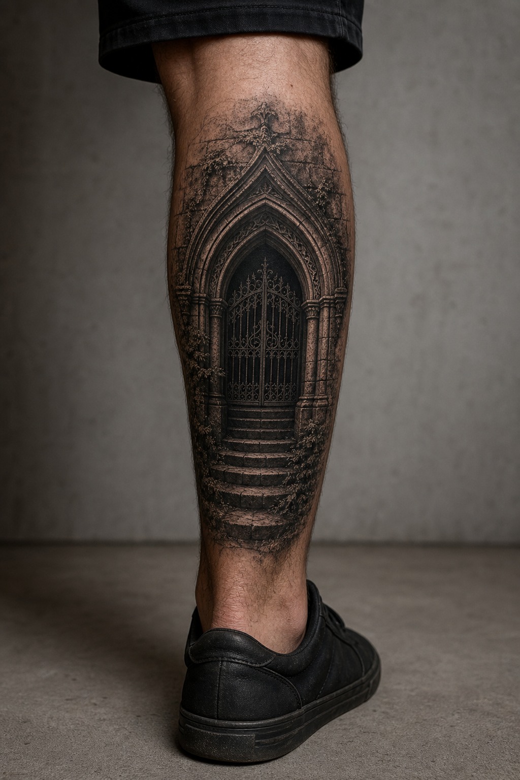 Crypt gateway arch leg tattoo