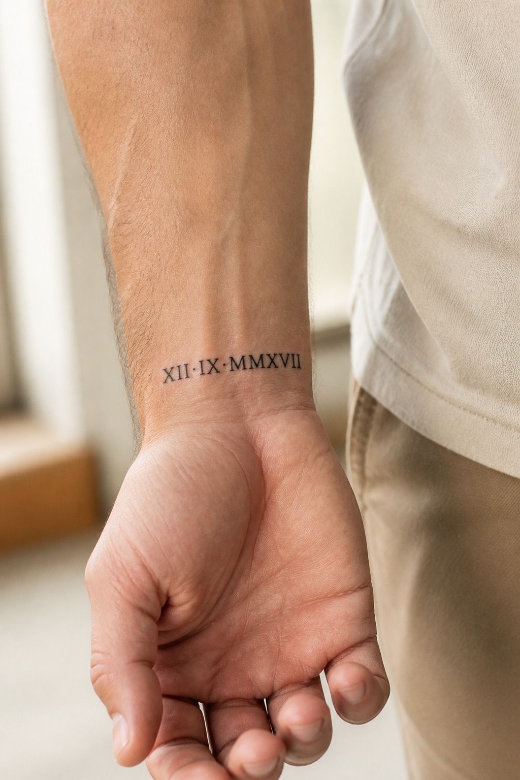 Wrist Roman numerals tattoo for guys