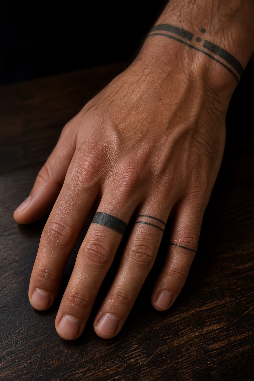 Finger band accent tattoo for men