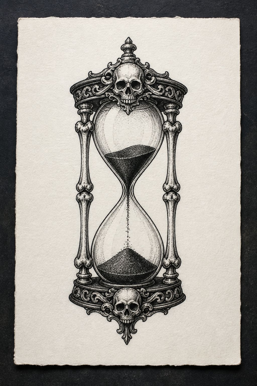 Hourglass sand timer memento mori goth flash tattoo