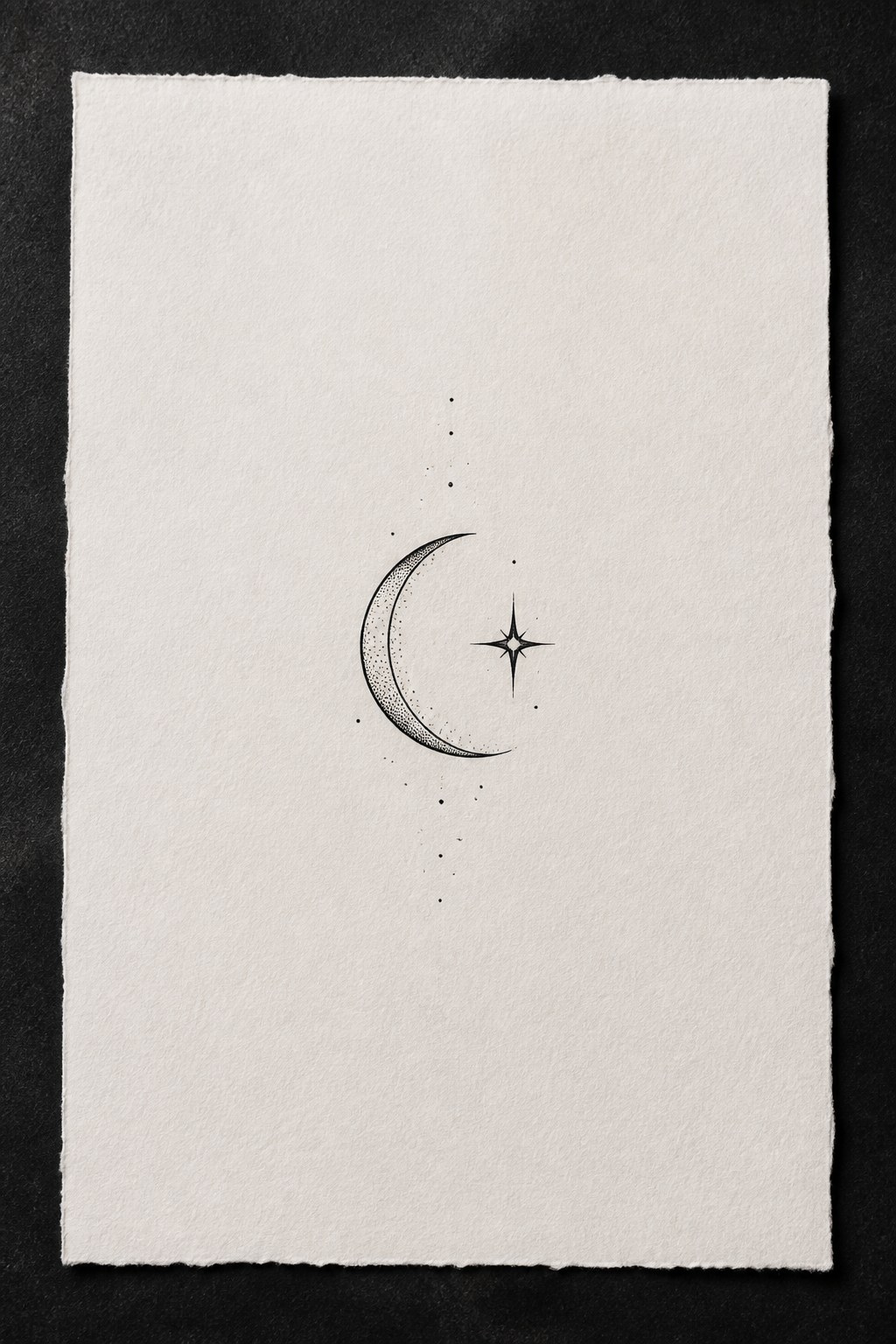 Micro crescent moon and star goth flash tattoo