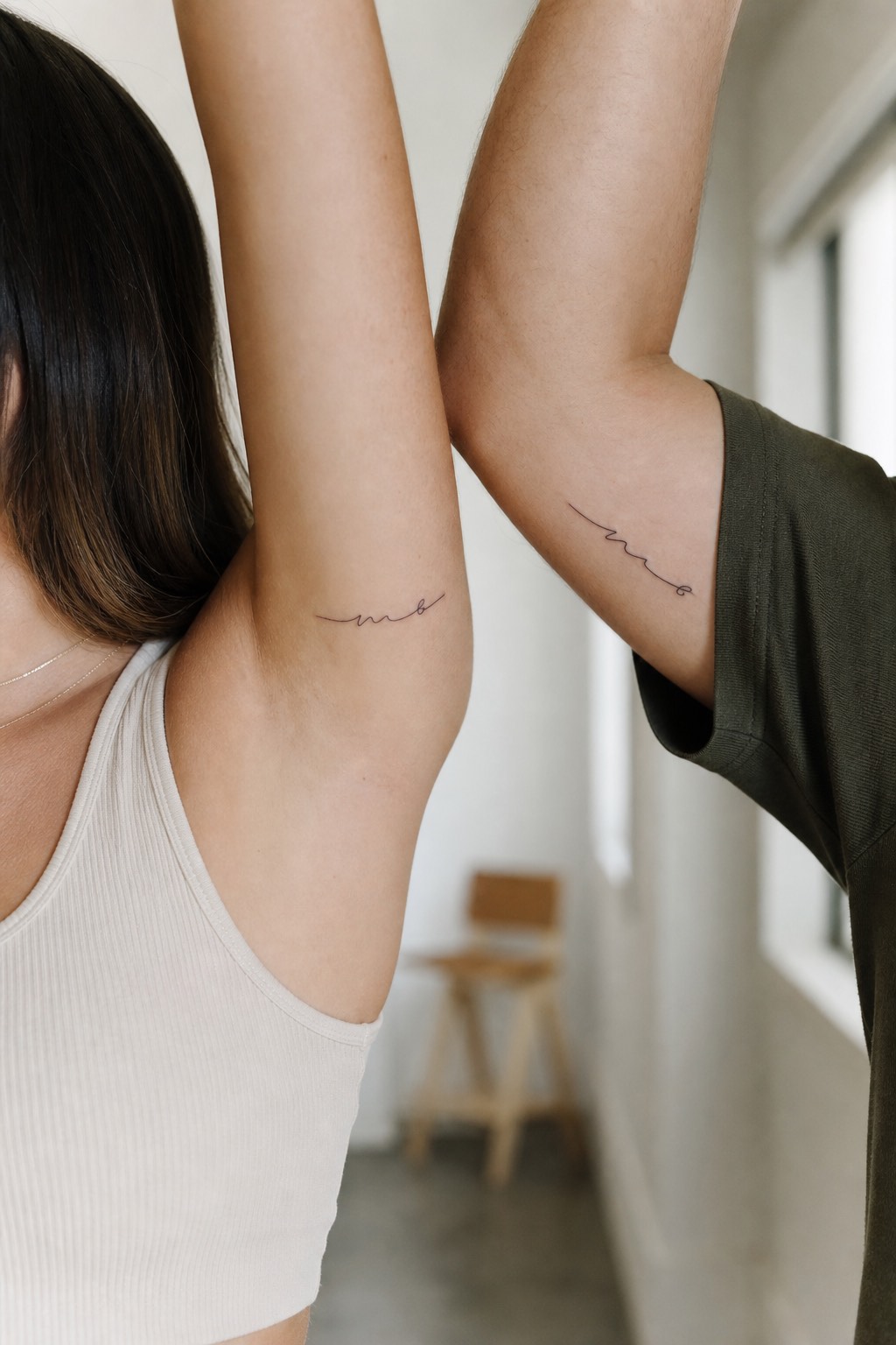 Inner bicep secret quote hidden couple tattoos