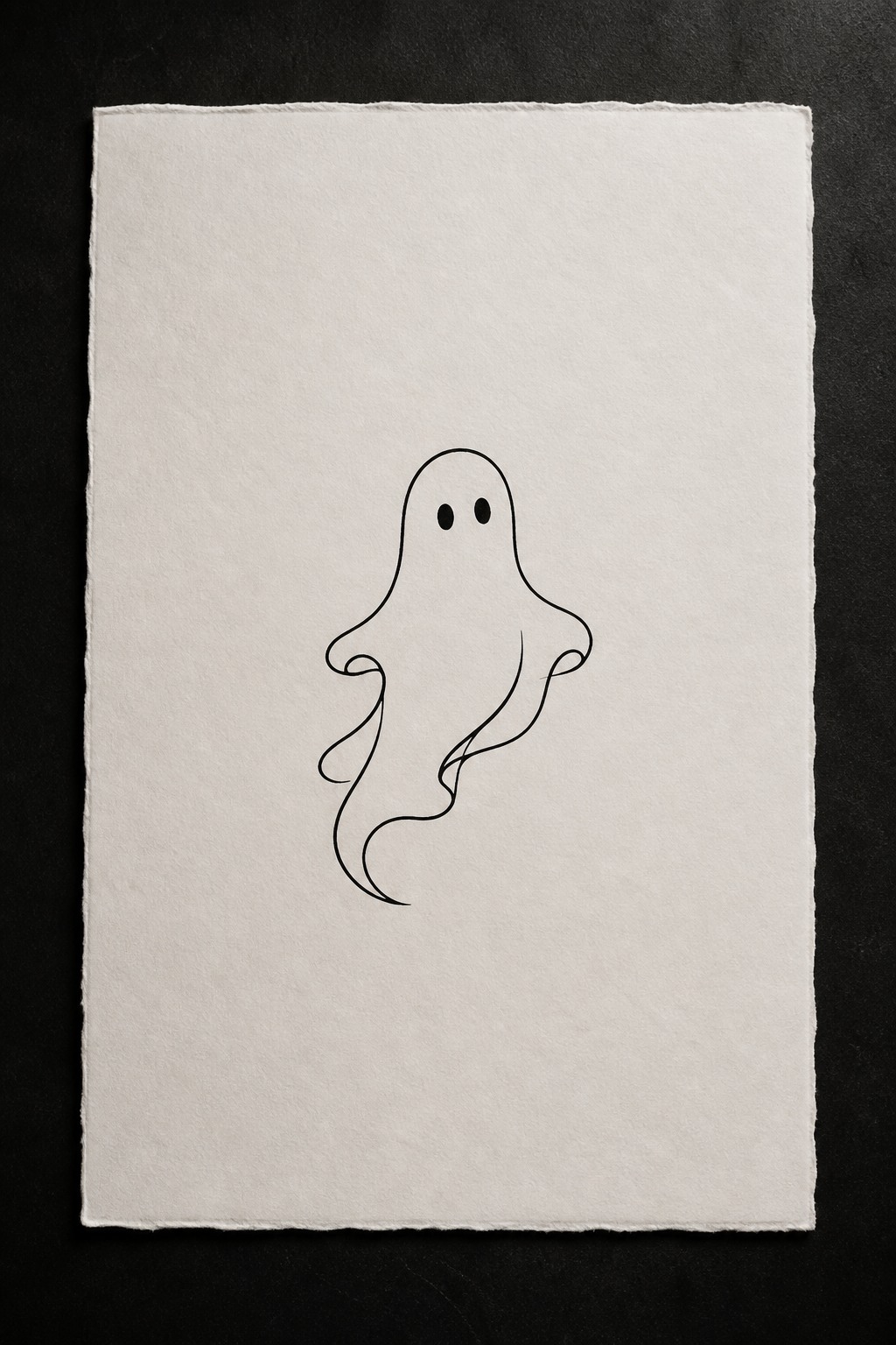 Single line ghost outline goth flash tattoo