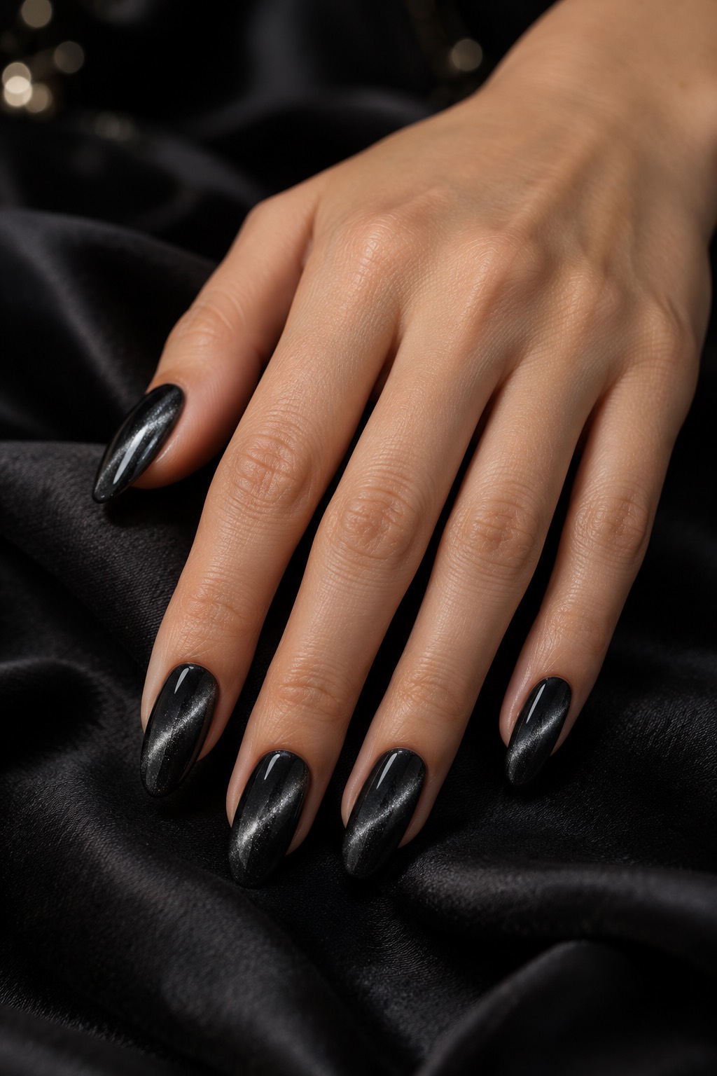 Black Velvet Cat Eye Nails