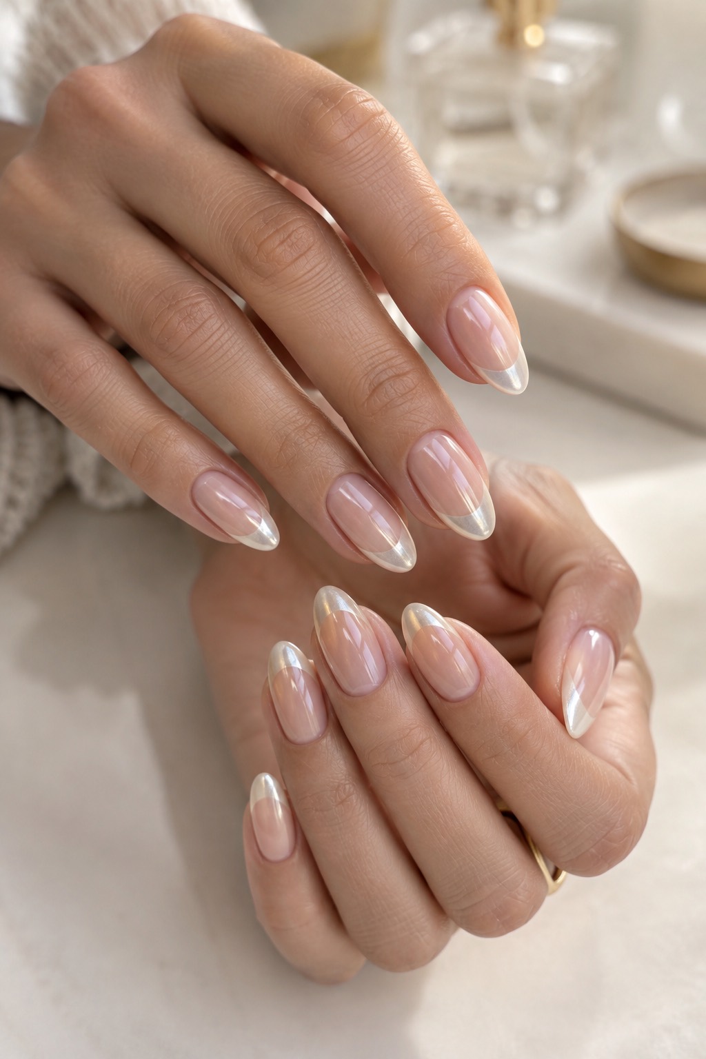 Chrome French Tip Nails