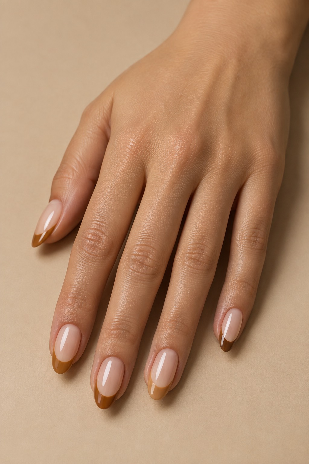 Honey Caramel French Nude Nails