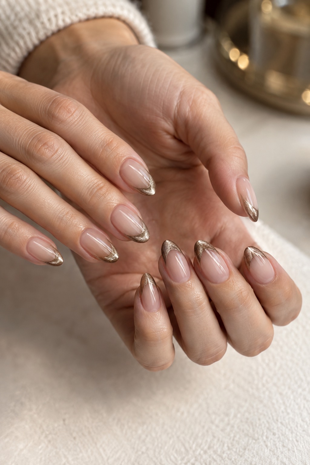 Velvet Cat-Eye French Tip Nails