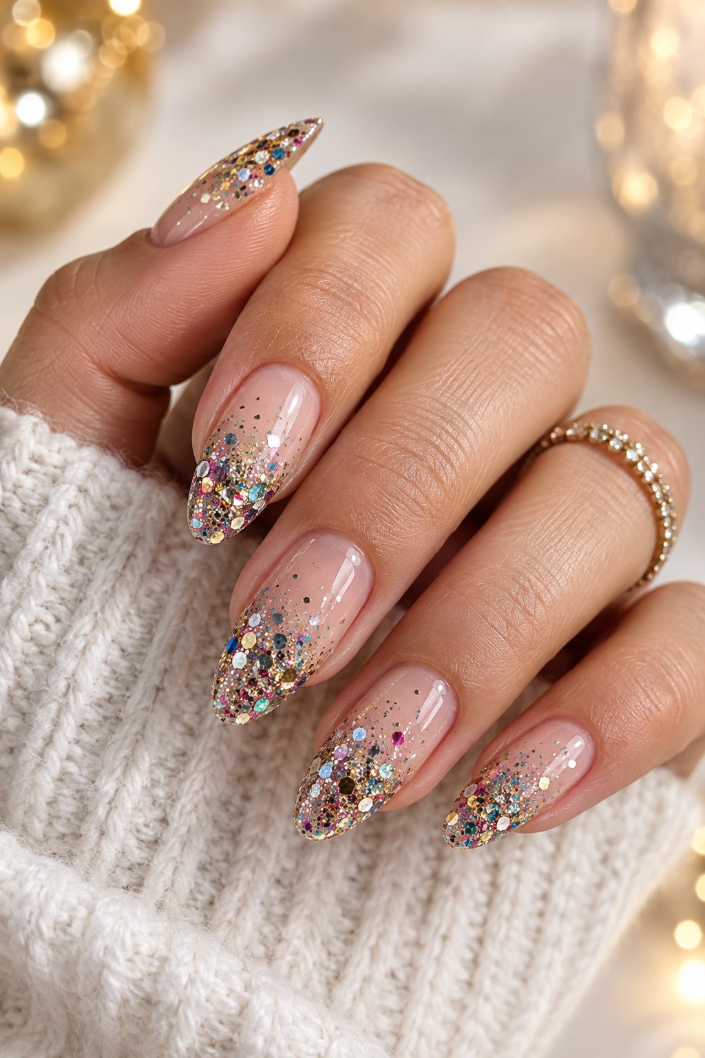 Confetti Glitter Ombre Birthday Nails