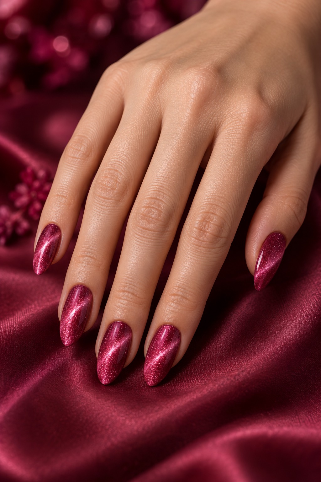 Velvet Magnetic Raspberry Pink Nails