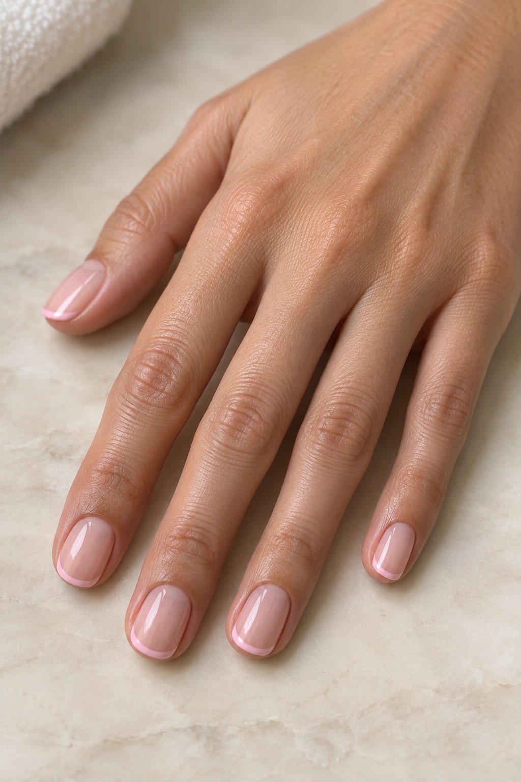 Baby Pink Micro French Nails