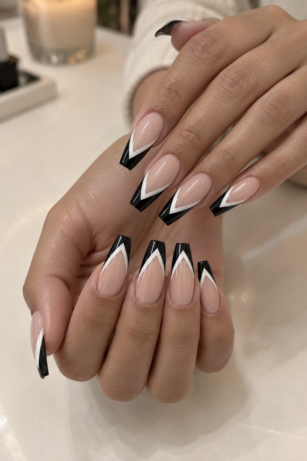 Chevron French Tip Nails
