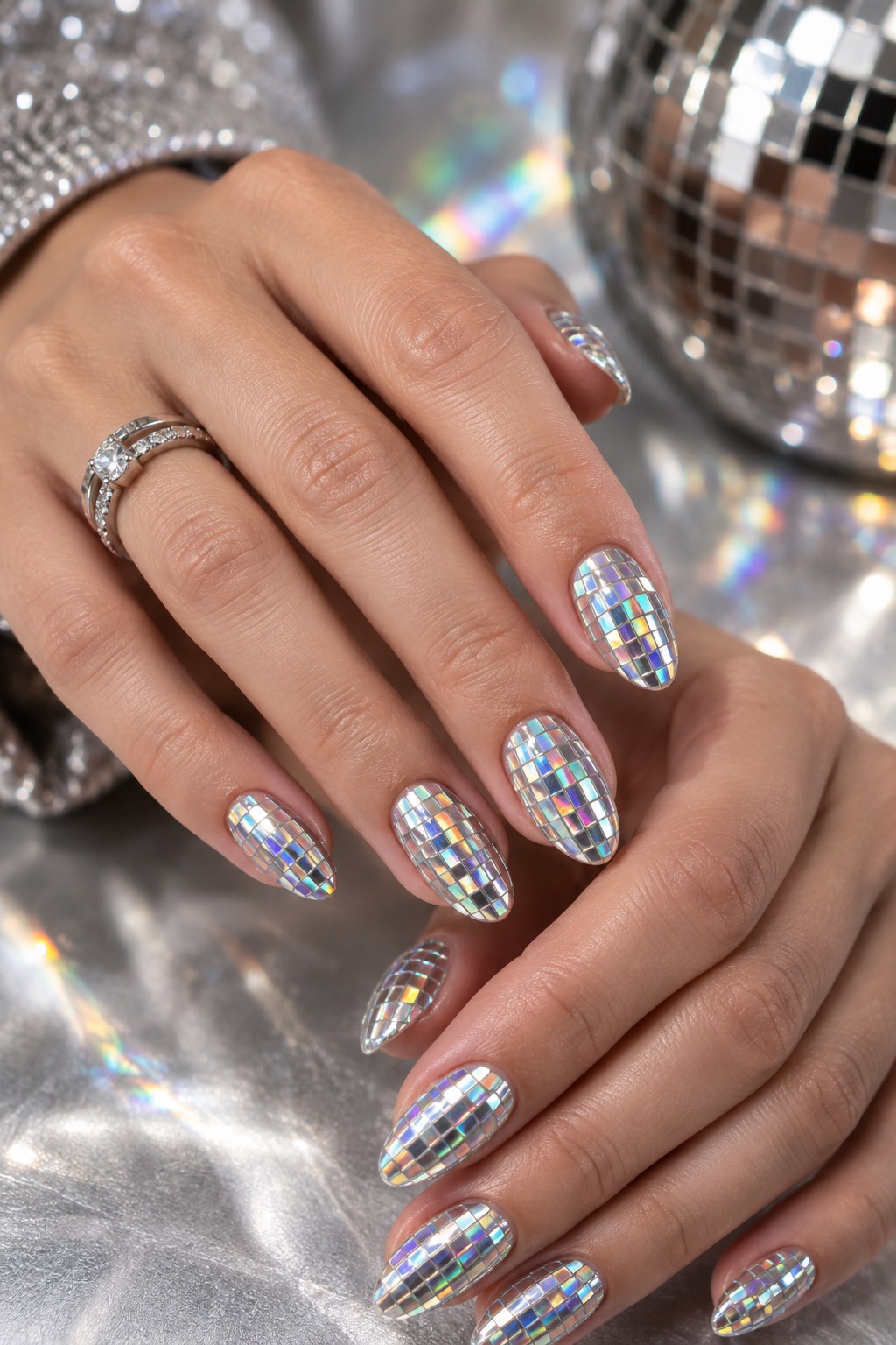Holographic Disco Velvet Birthday Nails