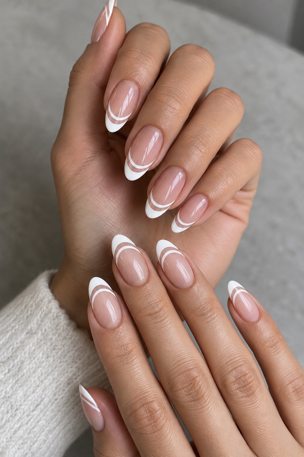 Double Line Negative Space French Tip Nails