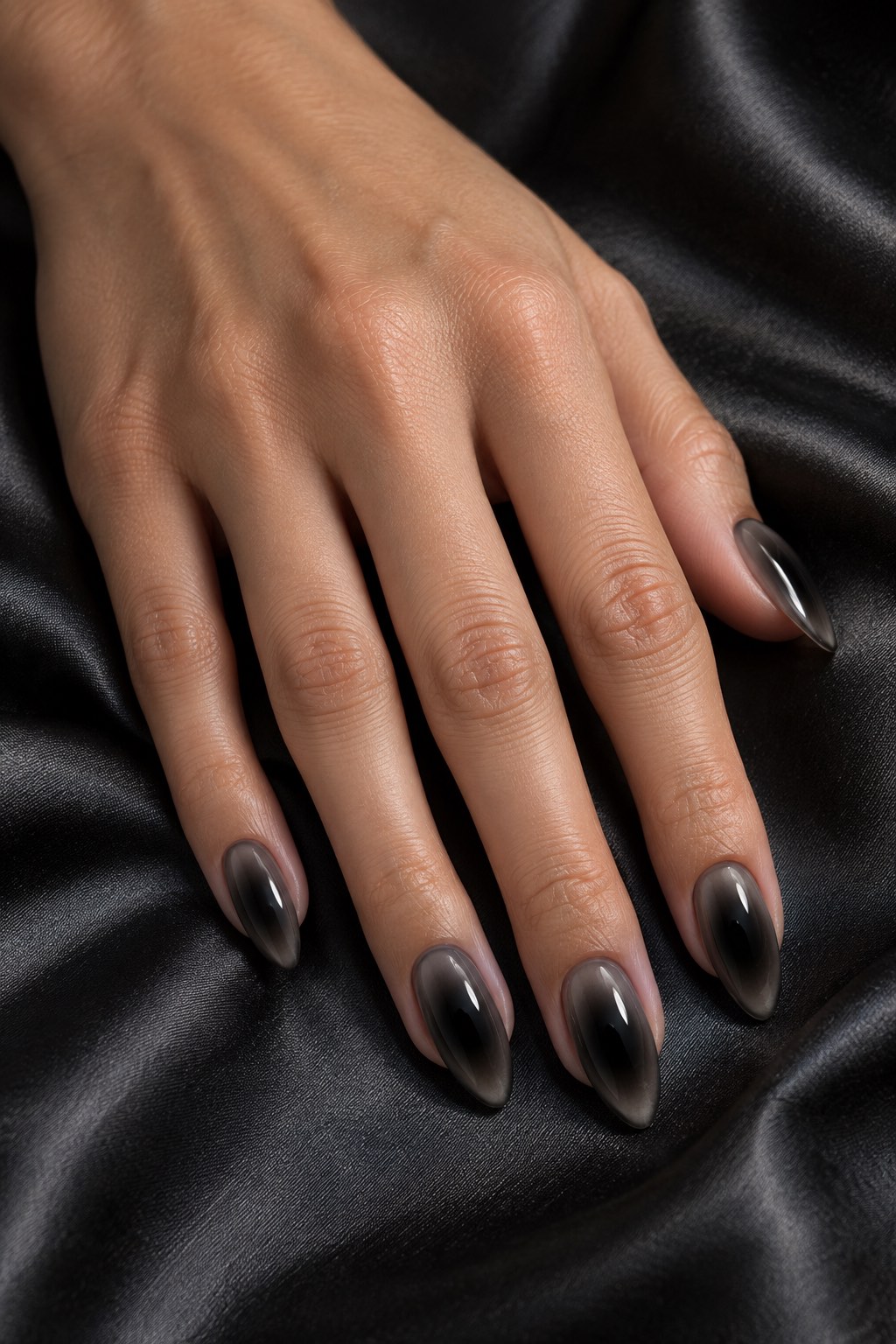 Smokey Black Aura Halo Nails