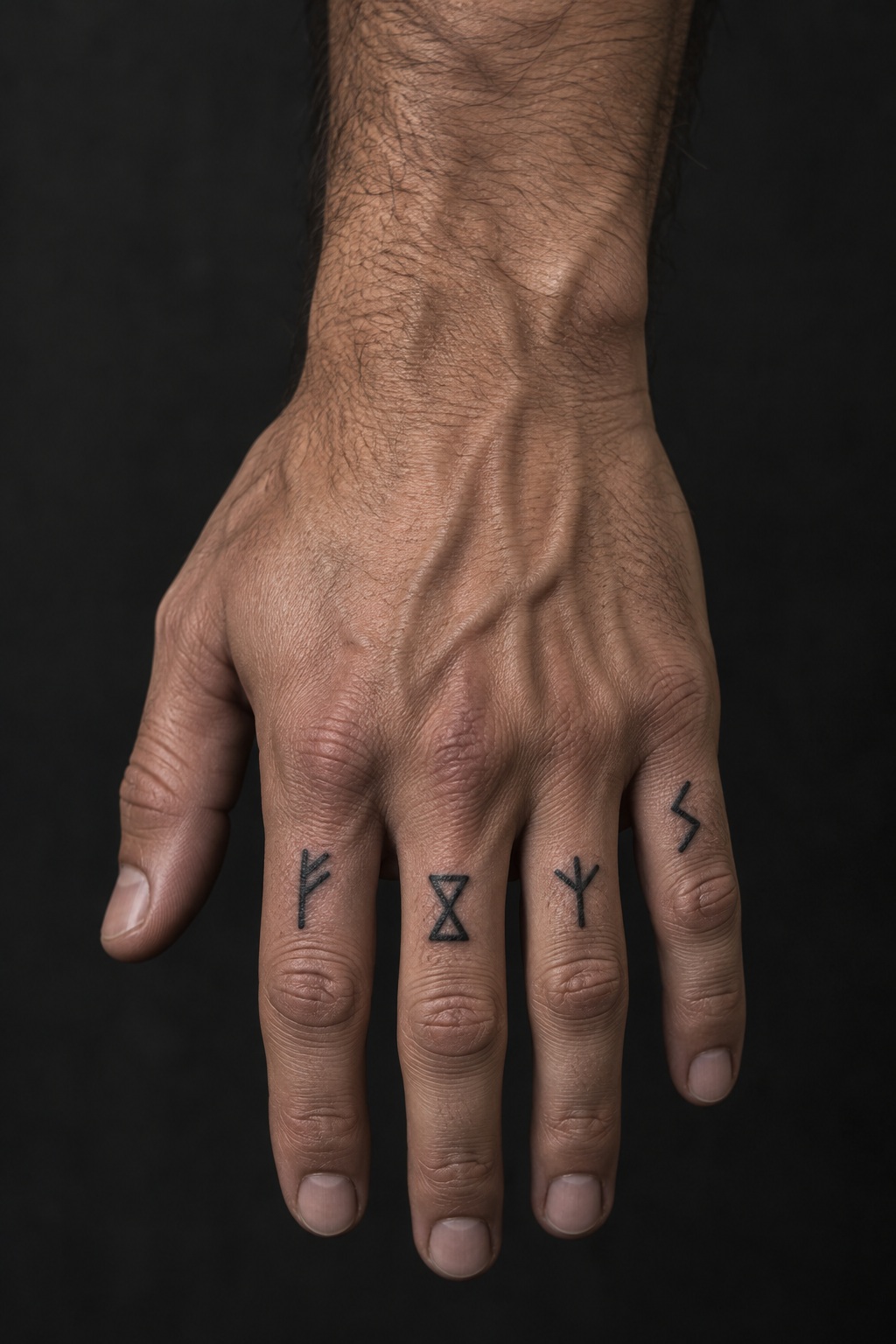 Micro rune symbol set finger tattoos for men