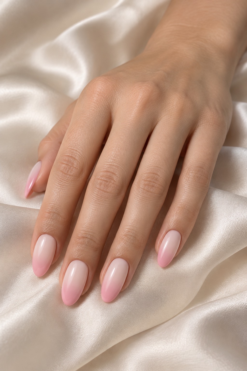 Pastel Pink Cream Ombre Nails