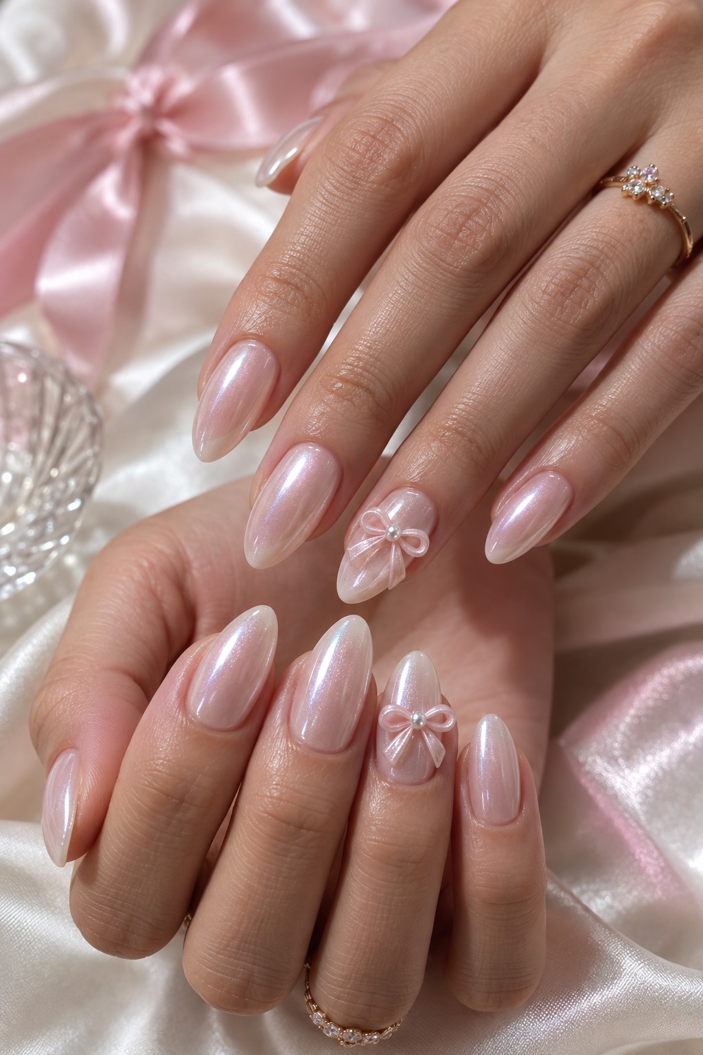 Glazed Donut Micro Bows Birthday Nails